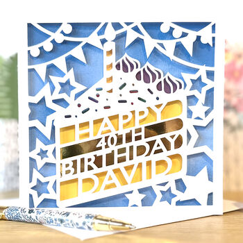 Personalised Name And Age Birthday Cake Card, 2 of 3