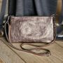 Metallic Leather Cross Body Pouch Clutch Bag In Bronze, thumbnail 1 of 3