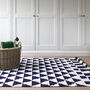 Navy And White Handwoven Rug, thumbnail 2 of 4