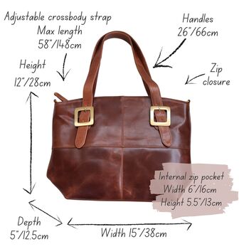 Large Brown Leather Buckle Tote Bag, 5 of 5