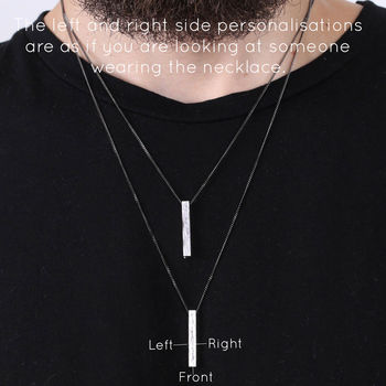 Men's Personalised Brushed Bar Necklace, 7 of 10
