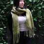 Heavyweight Moss Green Tassel Scarf, thumbnail 2 of 4