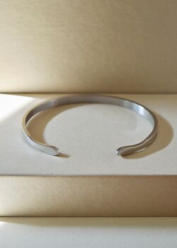 Silver 5mm Cuff Bracelet Adjustable Steel Minimal Gift, 7 of 8
