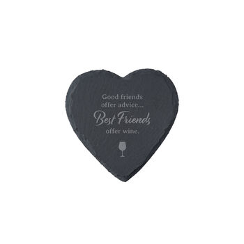 Heart Slate Coaster 'Best Friends Offer Wine', 2 of 2