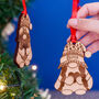 Personalised Wooden Gonk Christmas Hanging Decoration, thumbnail 2 of 6