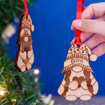 Personalised Wooden Gonk Christmas Hanging Decoration, 2 of 6