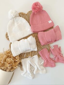 Newborn Botties, Cotton Baby Socks, Red, Dusky Rose Or White, 4 of 10