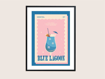 Retro Cocktail Blue Lagoon Print, 3 of 5