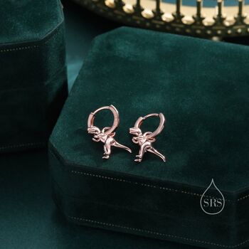 T Rex Dinosaur Dangle Hoop Earrings, 3 of 10