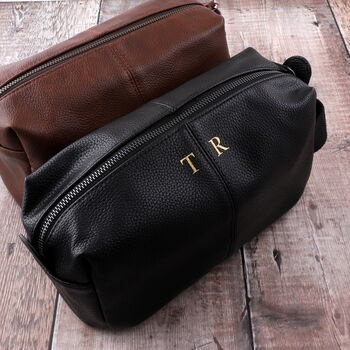 Personalised Faux Leather Washbag For Men, 2 of 7