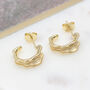18ct Gold Plated Or Silver Textured Leaf Hoop Earrings, thumbnail 3 of 7