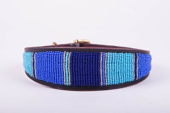 Whippet Or Lurcher Leather Beaded Dog Collar, 6 of 12