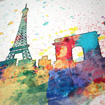 Paris Skyline Cityscape Paint Splashes Print, 5 of 5