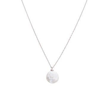 Baroque Flat Pearl Pendant Necklace Sterling Silver, 5 of 12