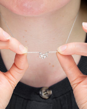 Personalised Sterling Silver Angel Number Necklace, 3 of 7