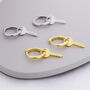 Dangling Key Hoop Earrings In Sterling Silver, thumbnail 2 of 11