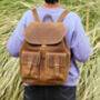 Front Pockets Vintage Look Leather Backpack, thumbnail 9 of 10