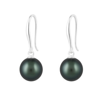 Sterling Silver Black Freshwater Pearl Drop Earrings – 8mm, 8 of 9