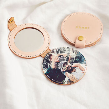 Personalised Leather Compact Mirror With Photo, 4 of 5