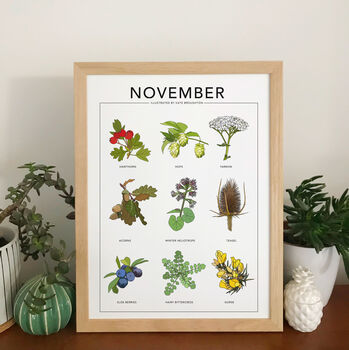 Birthday Month Print, Plant And Wildflower Wall Art, 10 of 11