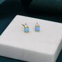 Sterling Silver Tiny Blue Opal And Cz Stud Earrings, thumbnail 7 of 12