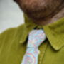 Mens Ice Blue And Pink Paisley Print Slim Style Tie, thumbnail 3 of 9