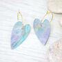 Willow Heart Hoop Marbled Polymer Clay Dangly Earrings, thumbnail 2 of 4