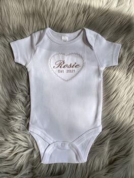Personalised Embroidered Pink Cotton Babygrow, 2 of 7