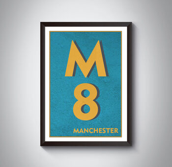 M8 Manchester Typography Postcode Print, 3 of 8
