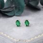 Emerald Green Oval Cz Stud Earrings, thumbnail 4 of 10