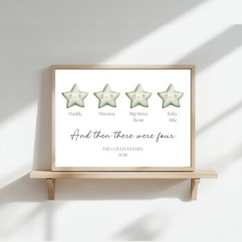 Then There Were Four Print, Family Of Four New Baby Gift, Sage, 5 of 5