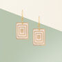 Taupe And Cream Geometric Rectangle Earrings • Gold Plated Sterling Silver Hooks, thumbnail 1 of 9