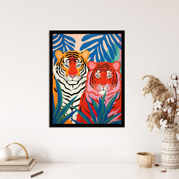 Seeing Red Tiger Jungle Bright Fun Wall Art Print, 4 of 6