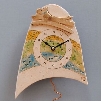 Handmade Dog Wall Clock With Pendulum Personalised, 3 of 9