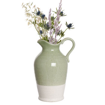 Green And White Dipped Ceramic Jug Vase, 2 of 10