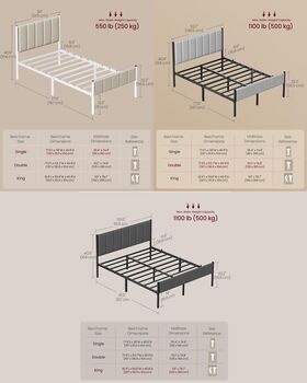 Upholstered Bed Frame Metal Platform Bed, 2 of 7