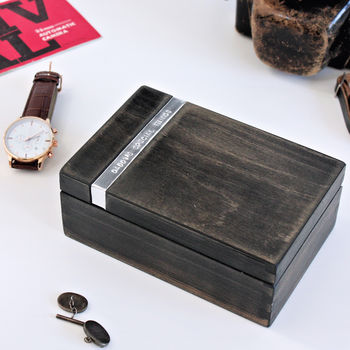 Personalised Wooden Cufflink Watch Box, 3 of 11