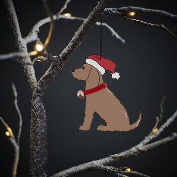 Chocolate Cocker Spaniel Dog Christmas Decoration Personalisation Available, 3 of 4