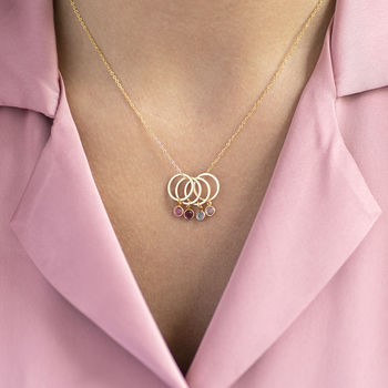 Minimalist Family Birthstone Circles Charm Necklace, 3 of 12