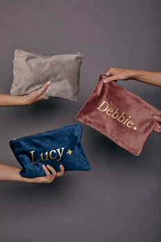 Personalised Name Velvet Accessory Bag, 7 of 9