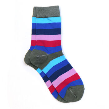 Pair Of Eco Friendly Stripy Ladies Socks ~ Boxed, 3 of 6