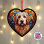 Goldendoodle Stained Glass Effect Heart Suncatcher, thumbnail 1 of 5