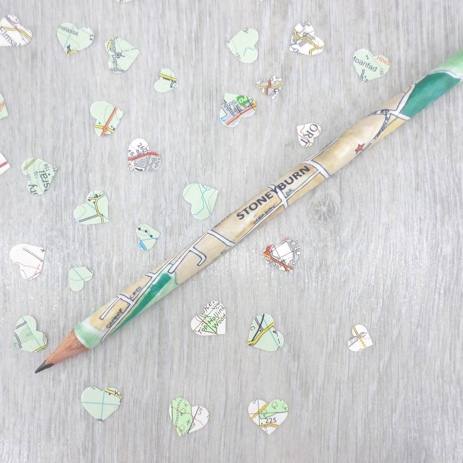 personalised map location pencil by six0six design