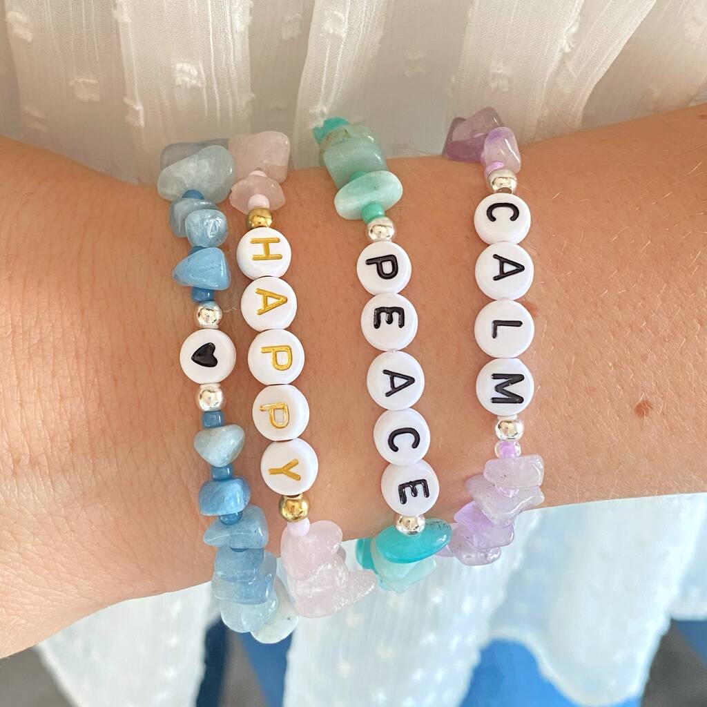 Colourful Crystal Gemstone Word Bracelet With Meaning, 1 of 6