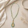 Turquoise And Gold Oval Pendant Necklace, thumbnail 2 of 3