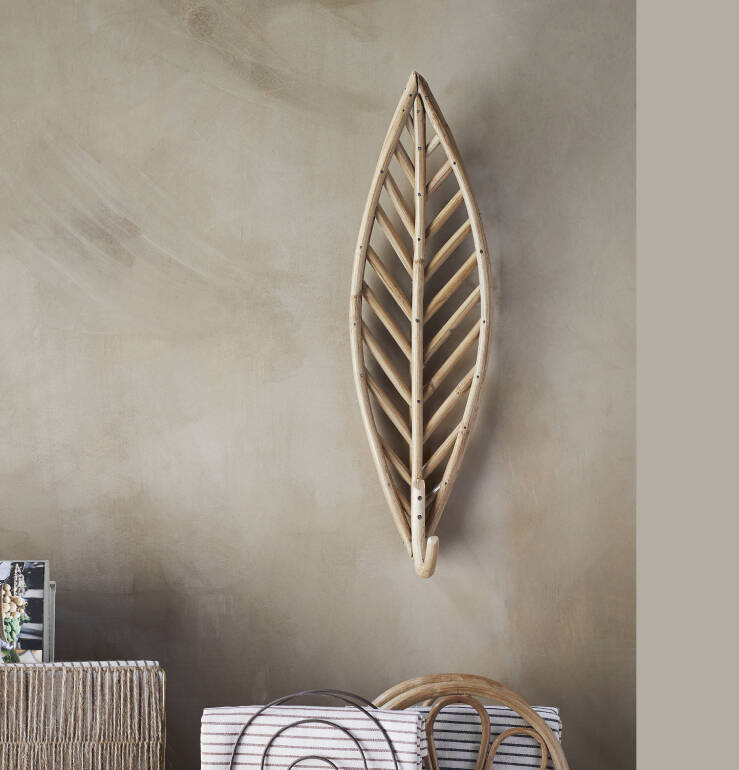 Large Rattan And Bamboo Hanging Leaf Hook, 1 of 3
