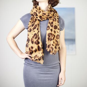 Realistic Leopard Print Scarf, 3 of 7
