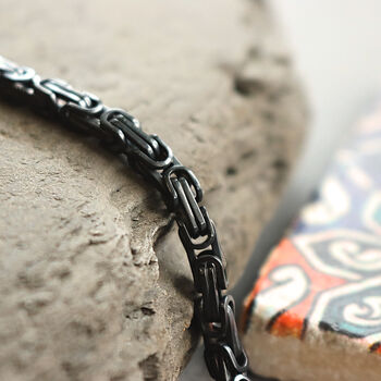 Chain Necklace Black Rope, Link Chain Silver, 4 of 8