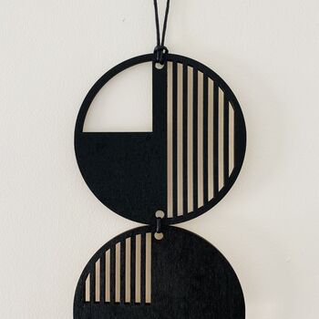 Black Cut Out Geometric Monochrome Wall Hanging, 4 of 6