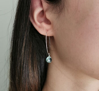 Sterling Silver Aquamarine Hoop Earrings, 2 of 4